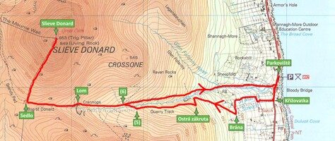 Slieve Donard - mapa výstupu