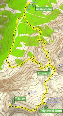 Triglav - mapa výstupu