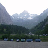 Lucknerhaus - Na parkovišti, v pozadí Grossglockner